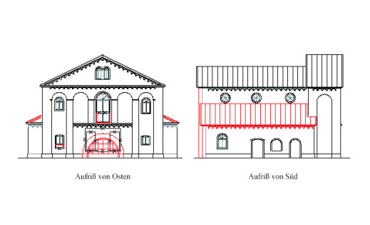 Abbildung Aufrisse von Ost und Süd